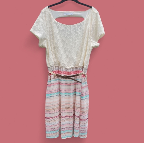 Dresses & Skirts - Maurices Cream and Multicolor Chevron Dress